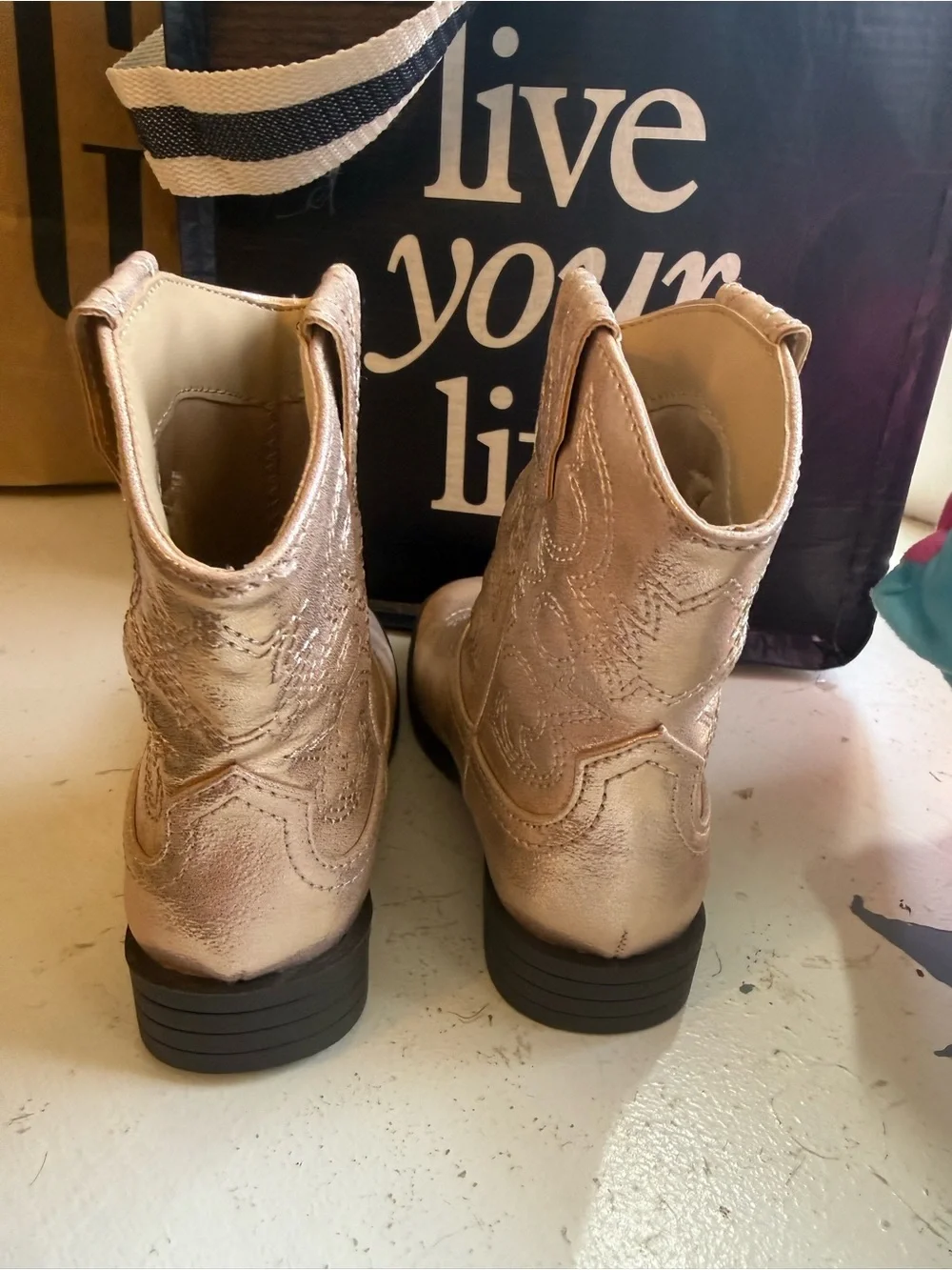 Girls Metallic Pink Cowboy Boots - Kids Western Boot - Picture 4 of 5